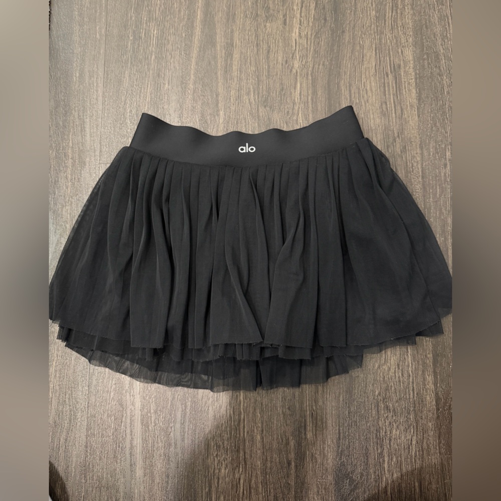 ALO Yoga Black Pleated Tulle Mini Skirt